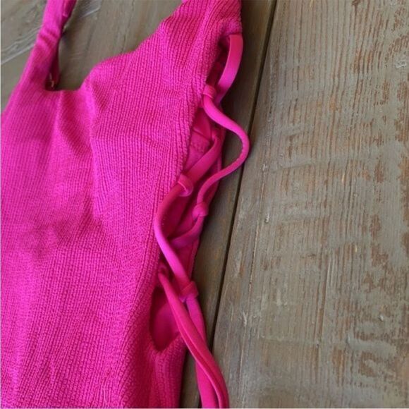 Anthropologie Sanctuary Lace-Up One-Piece Pink Swimsuit S - Picture 7 of 11